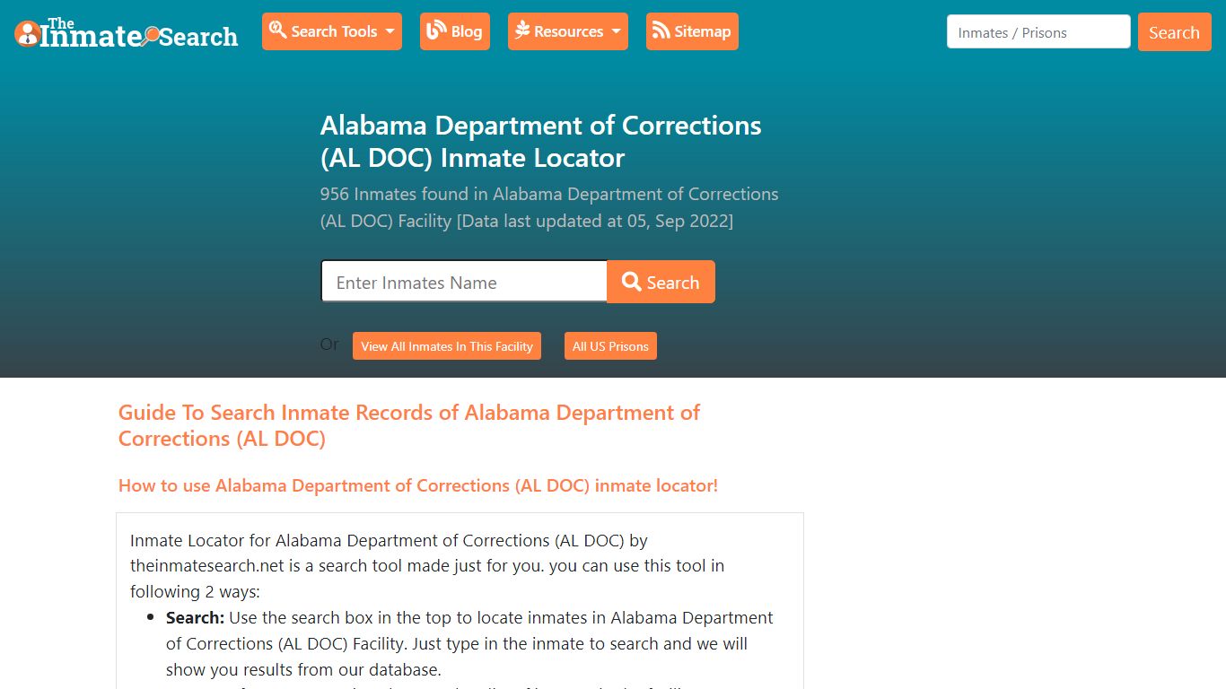Alabama Department of Corrections (AL DOC) Inmate Locator